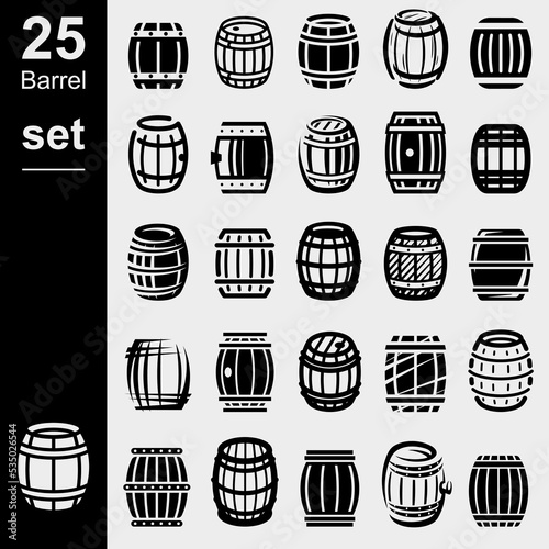 Barrels collection set. Collection icon barrels. Vector
