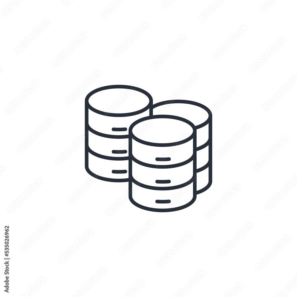 Database thin line icons. Vector illustration isolated on white. Editable stroke. Database thin line icons. Vector illustration isolated on white. Editable stroke.
