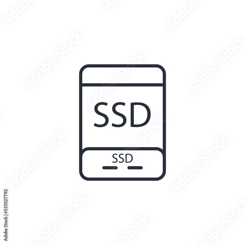 SSD thin line icons. Vector illustration isolated on white. Editable stroke © zumrotul