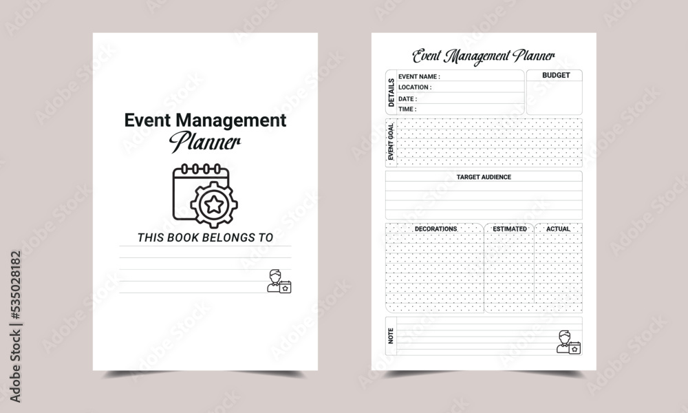 Event Management log book KDP Interior design. Printable logbook Event Management log book KDP Interior design. Printable logbook