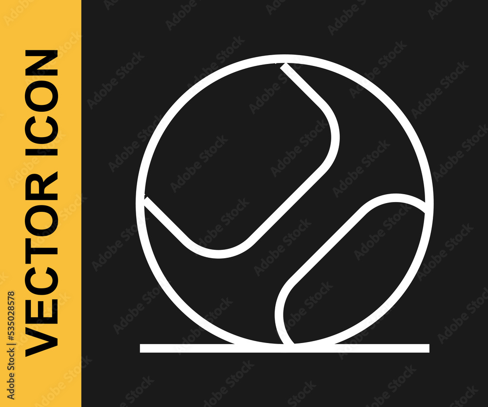 White line Baseball ball icon isolated on black background. Vector White line Baseball ball icon isolated on black background. Vector