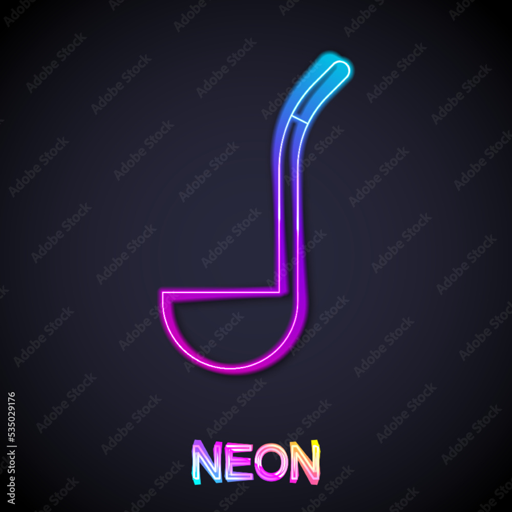 Glowing neon line Kitchen ladle icon isolated on black background. Cooking utensil. Cutlery spoon sign. Vector Glowing neon line Kitchen ladle icon isolated on black background. Cooking utensil. Cutlery spoon sign. Vector