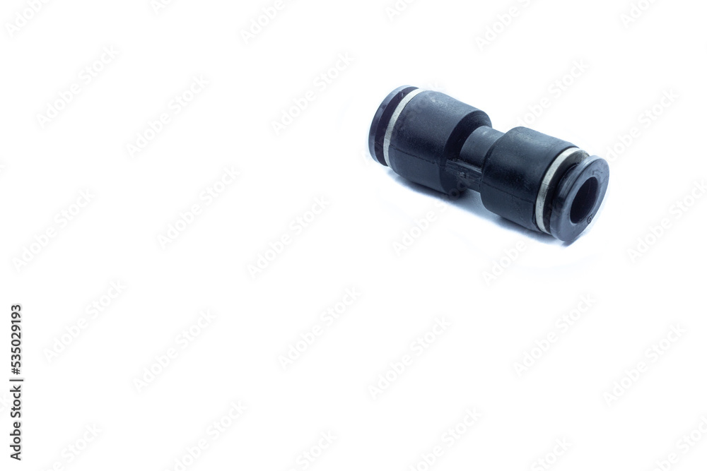Pneumatic Push In Fittings for Air. isolated on white background. truck service Pneumatic Push In Fittings for Air. isolated on white background. truck service