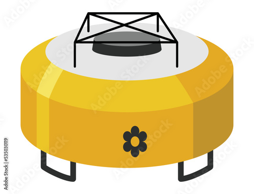 Camping stove cartoon icon. Cartoon gas camp burner, portable indoor cooker, outdoor furnace for picnic cooking on heat flame propane hob butane fire travel