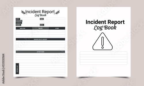 incidents report log book KDP Interior design.  Printable logbook