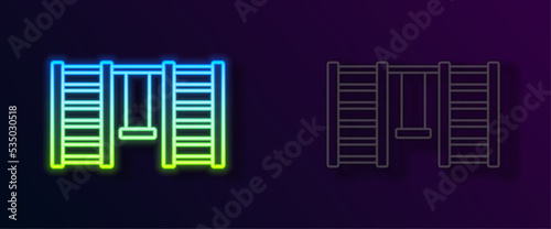 Glowing neon line Wooden Swedish wall icon isolated on black background. Swedish stairs. Vector