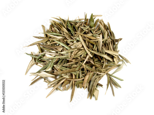 Dried Olive Leaves isolated on white Background