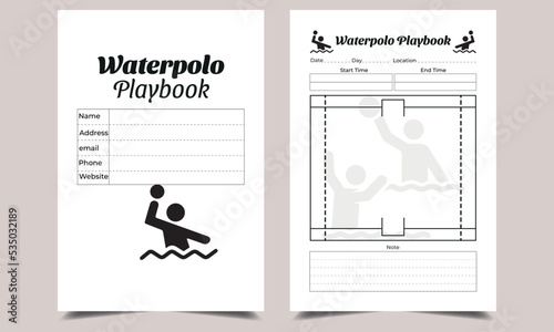Waterpolo Playbook KDP Interior design.  Printable logbook