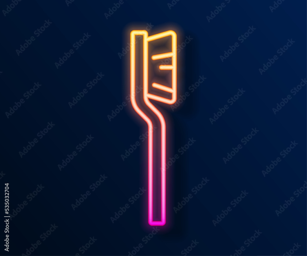 Glowing neon line Toothbrush icon isolated on black background. Vector Glowing neon line Toothbrush icon isolated on black background. Vector