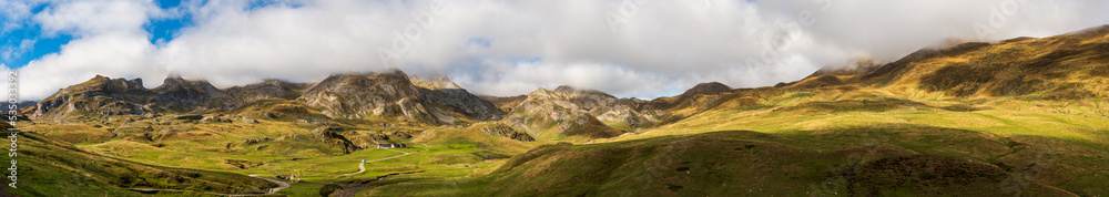 Col du Pourtalet at 1794 meters, and the plateau of Anéou, in the Ossau valley, in the Pyrenees Atlantique, in New Aquitaine, France Col du Pourtalet at 1794 meters, and the plateau of Anéou, in the Ossau valley, in the Pyrenees Atlantique, in New Aquitaine, France