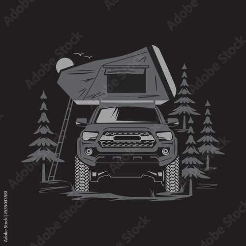 Car 4 X 4 Off Road Andventure Outdoor Vector Illustration