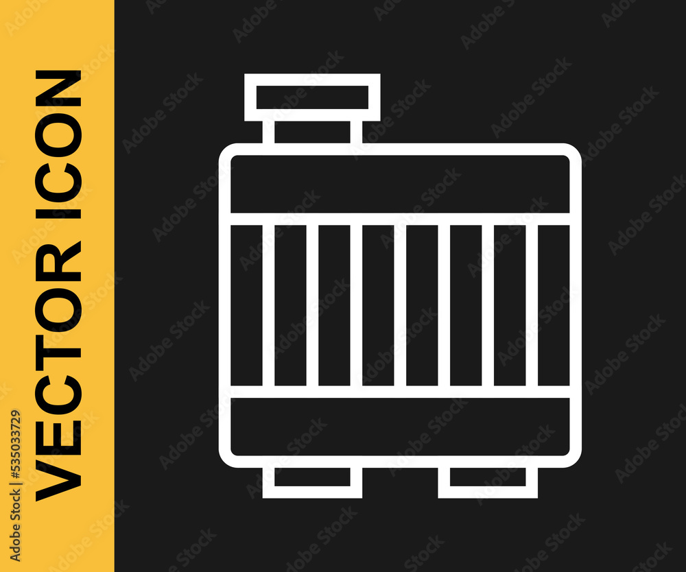 White line Car radiator cooling system icon isolated on black background. Vector White line Car radiator cooling system icon isolated on black background. Vector