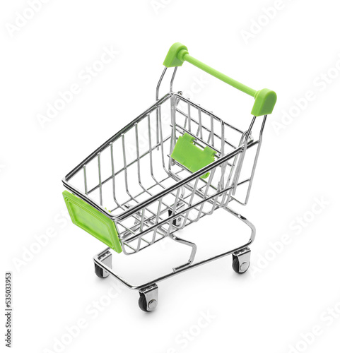Small shopping cart of white background