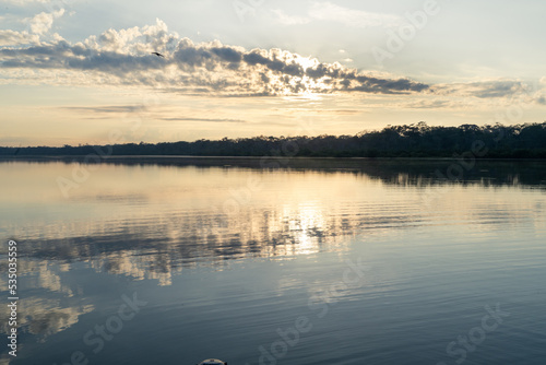 The beautiful lagoon of Limoncocha  biological reserve.