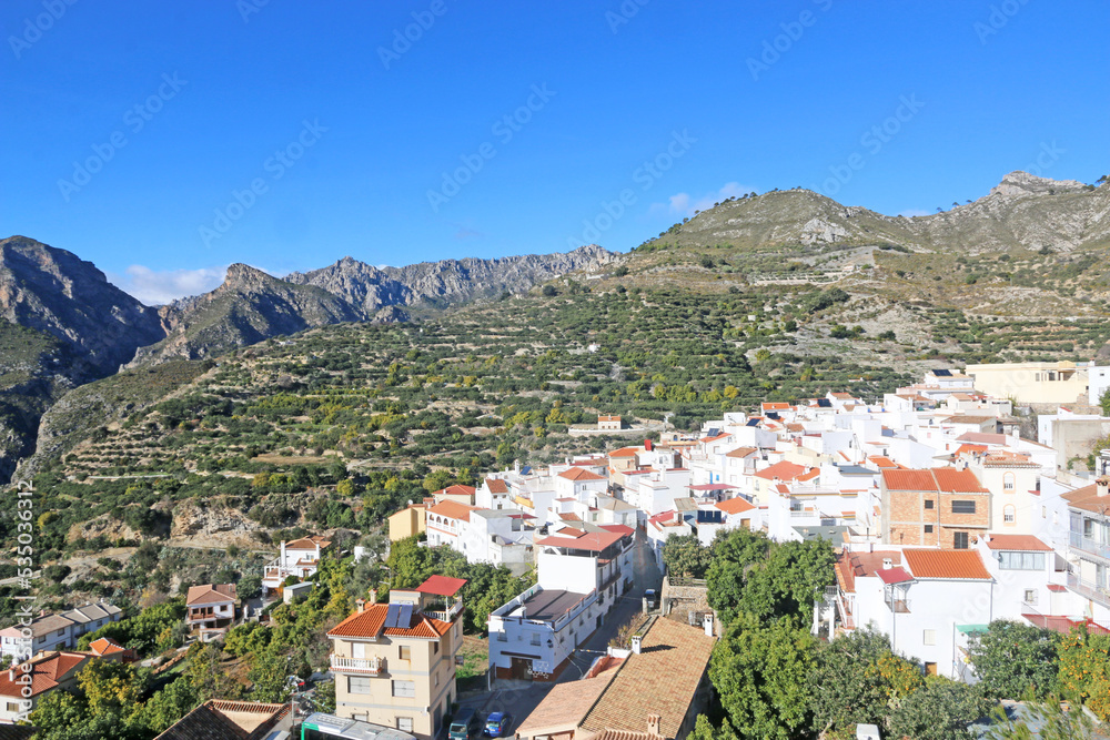 Lentegi village in the Mountains of Andalucia in Spain	
