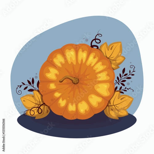 Autamn composition with orange pumpkin