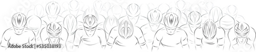 Stylized linear sketch of cyclist, athlete biker
