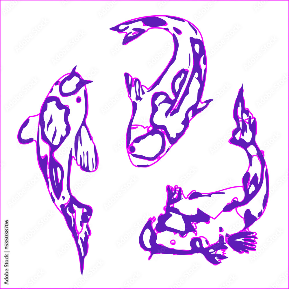 Fototapeta premium koi fish design sketch no background and PNG format