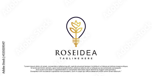 Creative logo bulb lamp combined with flower Premium Vector