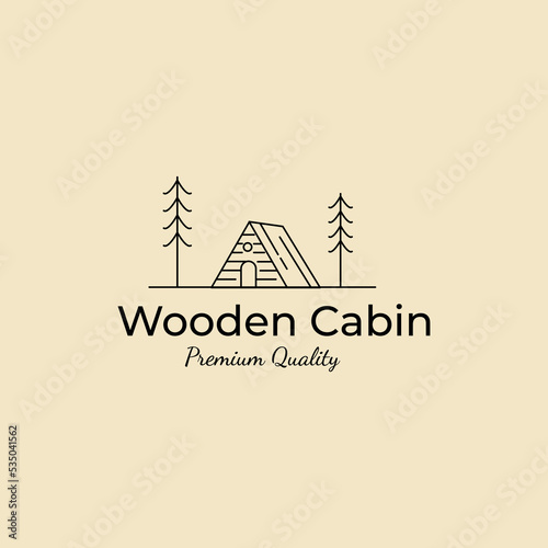 Cabin line art minimalist symbol icon logo vector illustration design