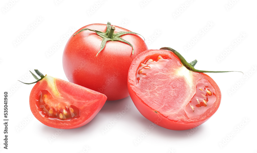 Ripe red tomatoes on white background Ripe red tomatoes on white background