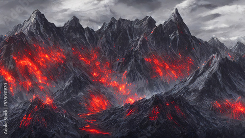 fire in the sky into the mountains
