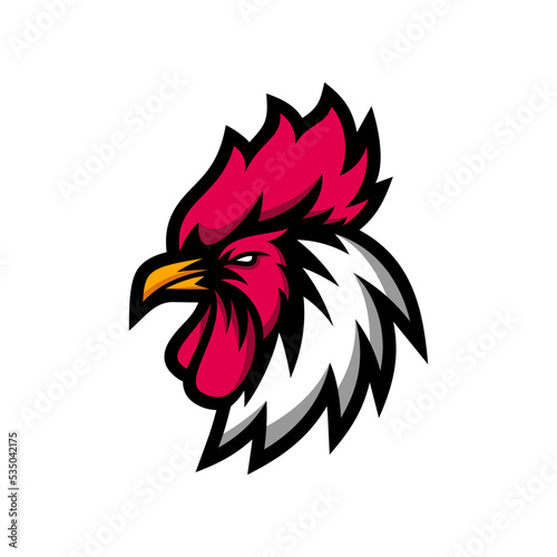 chicken rooster head mascot sport esport logo template