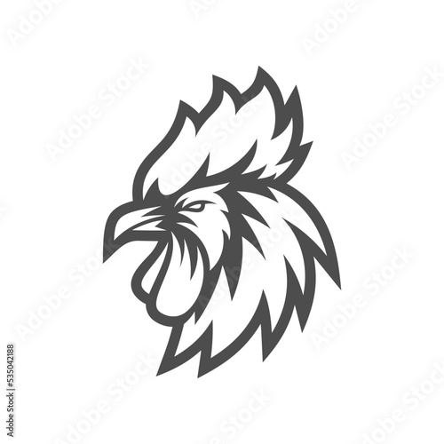 chicken rooster head mascot sport esport logo template