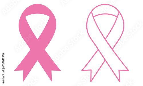 Pink Ribbon Awareness Icons. Vector Illustration