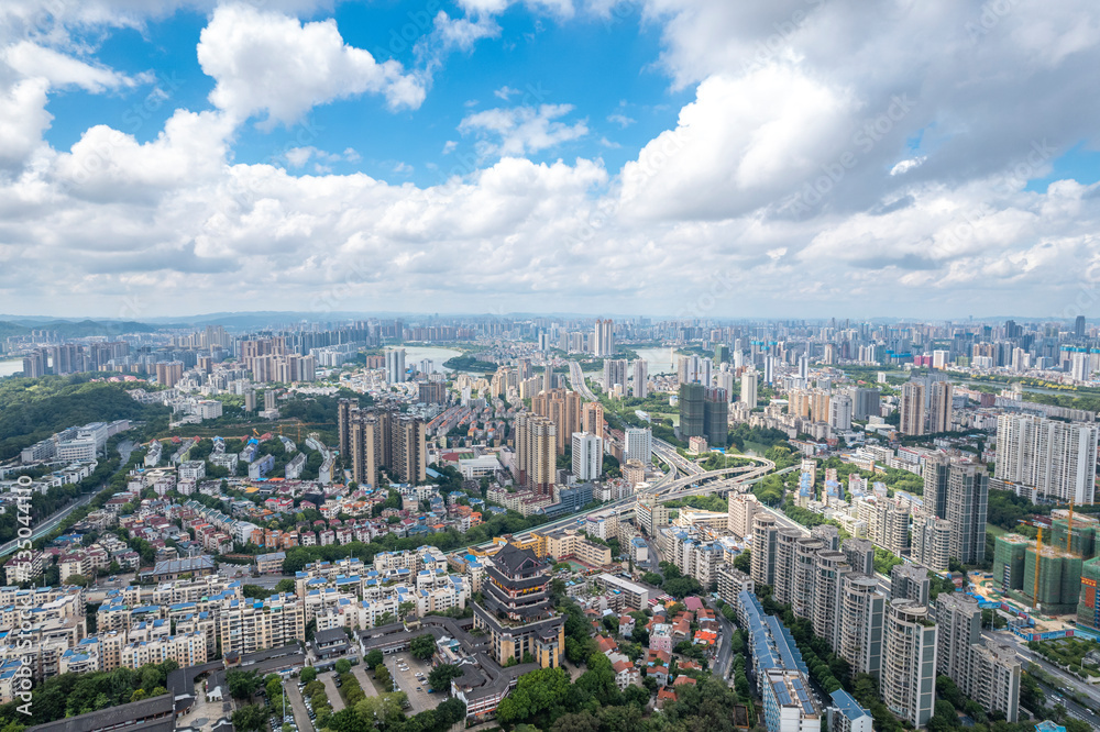 Nanning  city  skyline buildings in Guangxi china 