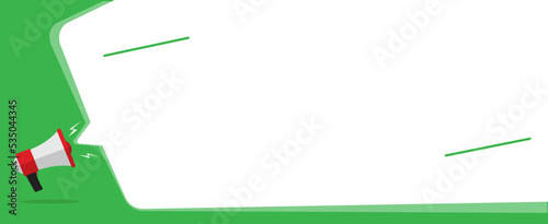 Important announcement message template green color for good news vector or advertising banner attention event blank template with megaphone loud speaker information promotion graphic image
