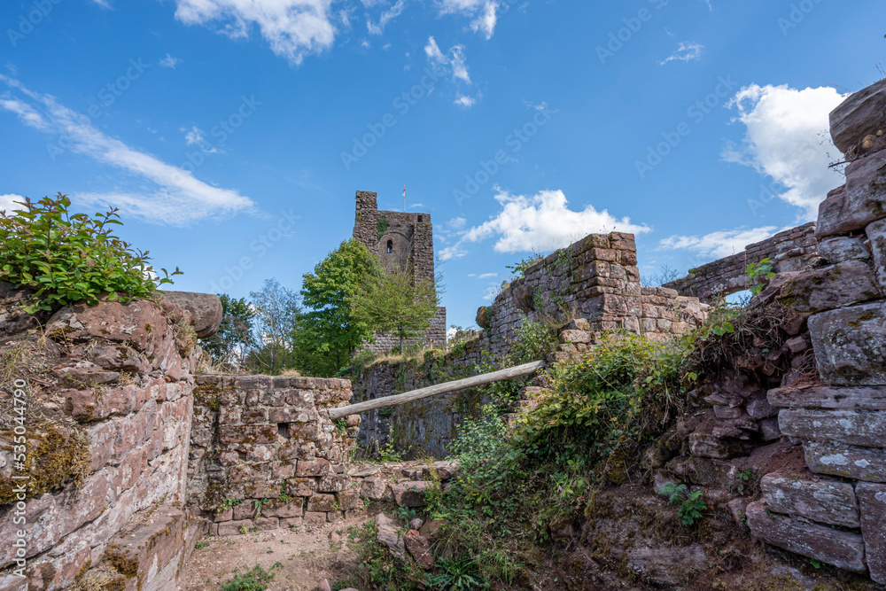 Saverne, France - 09 04 2022: View of the castle ruins Haut-Barr