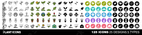 Plant icons set collection graphic design