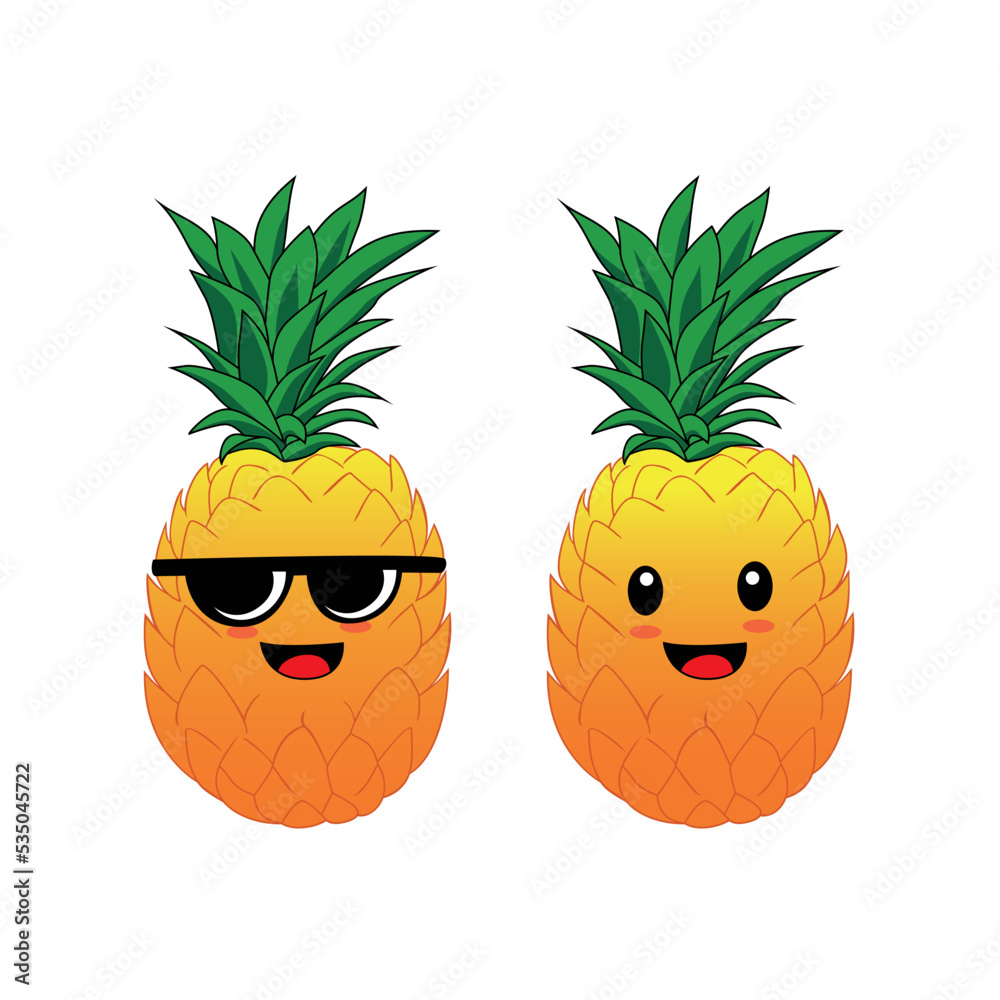 cute pineapple character design. tropical fruit cartoon vector ...