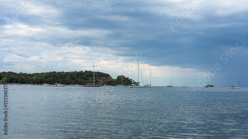 Seascape of Rovinj at a cloudy day in summer