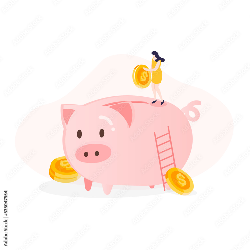 Fototapeta premium Financial Management Theme Minimalist Flat Illustration Elements