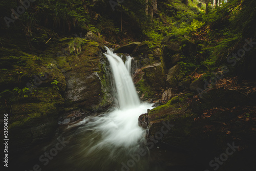 Unspoilt nature with beautiful waterfall around the Hochwechsel mountains in the region of Styria  Austria. Green-brown tinge photos