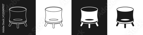 Set Jumping trampoline icon isolated on black and white background. Vector
