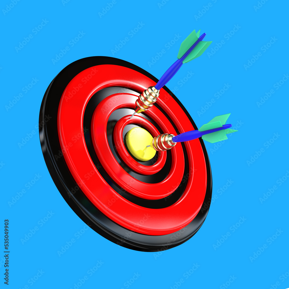 3d render dart board target board bullseye with arrow isolated icon illustration 3d render dart board target board bullseye with arrow isolated icon illustration