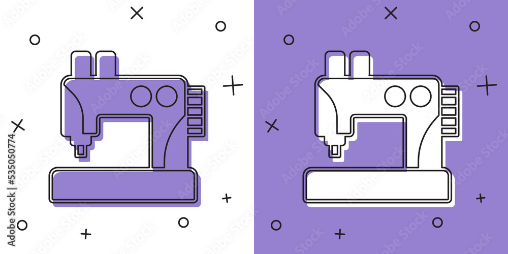 Set Sewing machine icon isolated on white and purple background. Vector Set Sewing machine icon isolated on white and purple background. Vector