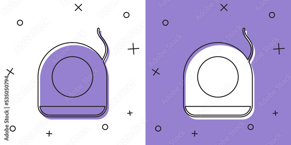 Set Dental floss icon isolated on white and purple background. Vector