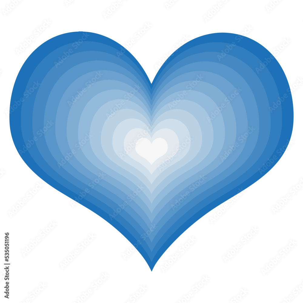 Gradient blue heart shape. Isolated vector illustration, transparent background. Asset for