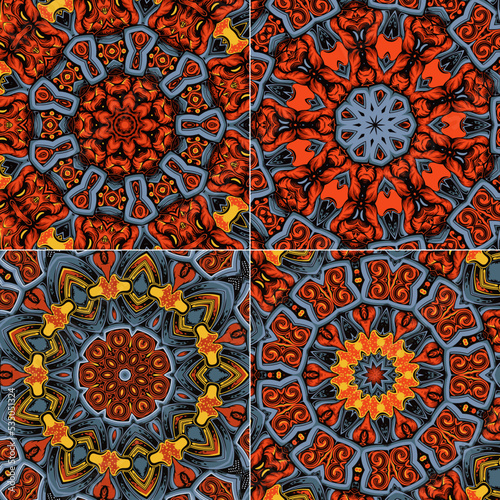 Set of decorative Floral Ornament. Seamless Pattern. Vector Illustration. Tribal Ethnic Arabic, Indian, Motif. For Interior Design, Wallpaper