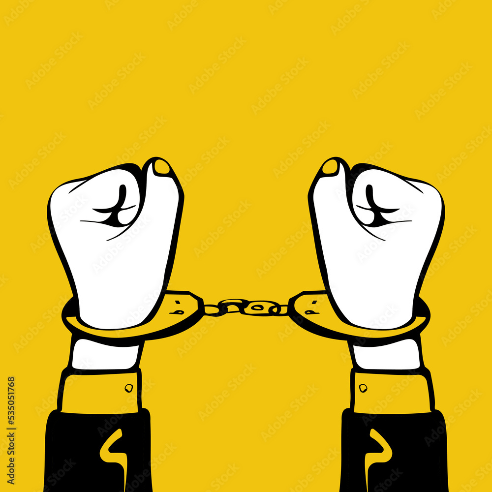 Fotografie Hands in handcuffs sketch style