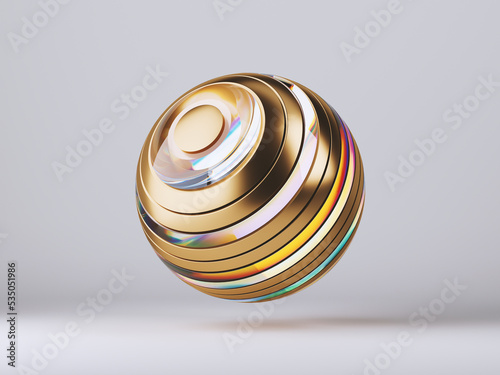 Cuadro en lienzo 3d render, abstract golden ball isolated on white background