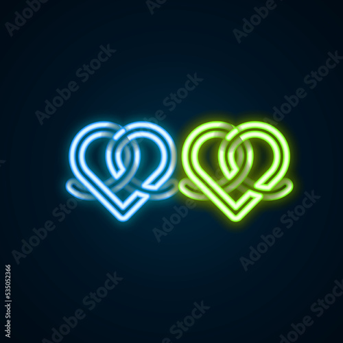 Glowing neon line Pretzel icon isolated on black background. German comfort food pastry. Oktoberfest festival. Colorful outline concept. Vector