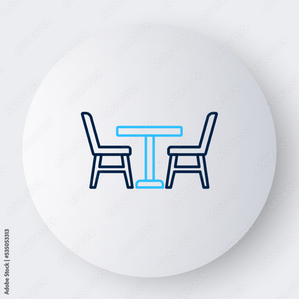 Line Wooden table with chair icon isolated on white background. Colorful outline concept. Vector Line Wooden table with chair icon isolated on white background. Colorful outline concept. Vector
