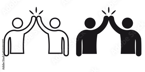 ofvs163 OutlineFilledVectorSign ofvs - high five vector icon . isolated transparent . teamwork . happiness joy fun success . black outline and filled version . AI 10 / EPS 10 . g11502