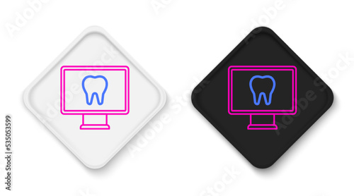 Line Online dental care icon isolated on white background. Dental service information call center. Colorful outline concept. Vector