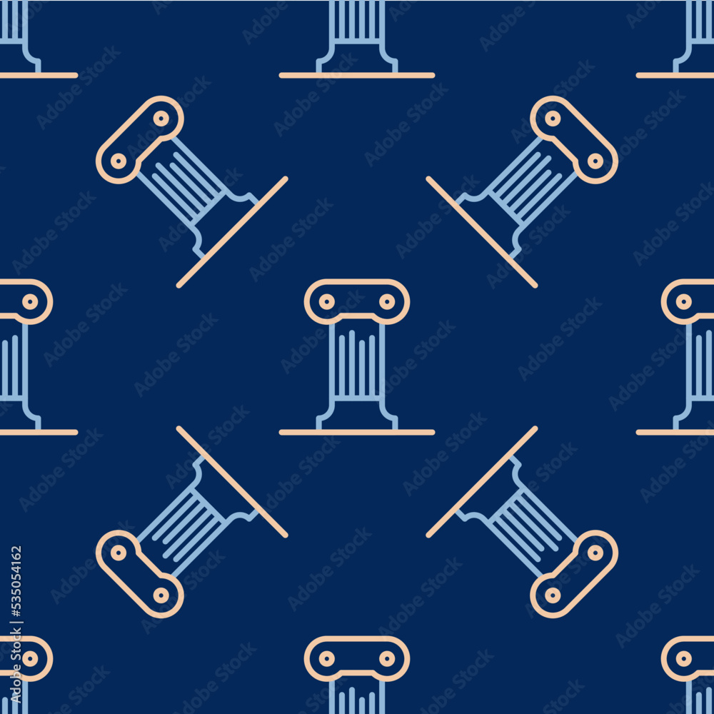 Line Law pillar icon isolated seamless pattern on blue background. Ancient column. Vector Line Law pillar icon isolated seamless pattern on blue background. Ancient column. Vector